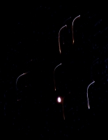 Thin vertical lines fireworks closeup