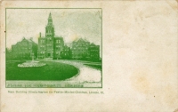 The main building, the Asylum for Feeble-Minded Children, Lincoln, Illinois, postcard