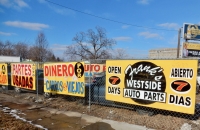 Painted fence. Frank's West Side Auto Parts, Kedzie at 30th Street