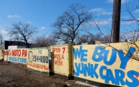 Painted fence. Frank's West Side Auto Parts, Kedzie at 30th Street