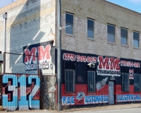 Building and signs. M&M Transmission, Kedzie Avenue at 30th