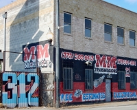 Building and signs. M&amp;M Transmission, Kedzie Avenue at 30th