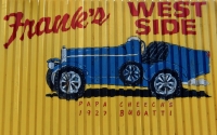Blue car fence painting Frank's West Side Auto Parts, Kedzie at 30th Street