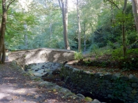 Rustic bridge on the grounds of Plas Newydd, home to the Ladies of Llangollen, Wales