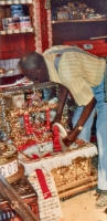 Rev. Dennis showing off the Ark of the Covenant at Margaret's Grocery, Vicksburg