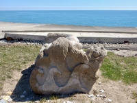 Mermaid. Chicago lakefront stone carvings, originally at 39th Street, saved and relocated to Oakwood Beach. 2019