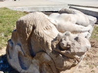 Mermaid. Chicago lakefront stone carvings, originally at 39th Street, saved and relocated to Oakwood Beach. 2019