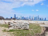 Mermaid. Chicago lakefront stone carvings, originally at 39th Street, saved and relocated to Oakwood Beach. 2019