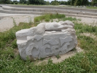 Mermaid. Chicago lakefront stone carvings, originally at 39th Street, saved and relocated to Oakwood Beach. 2019