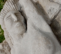 Mermaid, detail. Chicago lakefront stone carvings, originally at 39th Street, saved and relocated to Oakwood Beach. 2019