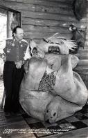 Stanley (Smolak) and sculpture, Legs Inn, Cross Village, Michigan, postcard Stanley (Smolak) and sculpture, Legs Inn, Cross Village, Michigan, postcard