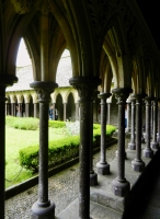 The cloister, Mont-Saint-Michel. The doubled pillars are thin and elegant