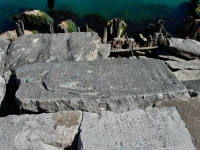 Massive figure, with enhancements. Lost. Chicago lakefront stone carvings, south of Montrose Harbor. 2003