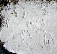 Designs. Lost. Chicago lakefront stone carvings, south of Montrose Harbor. 2003