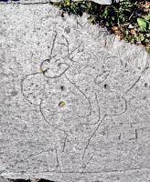 Popeye. Lost. Chicago lakefront stone carvings, south of Montrose Harbor. 2003