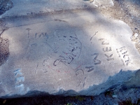 Tim, Ken, Rick, Manny and others. Lost. Chicago lakefront stone carvings, south of Montrose Harbor. 2008