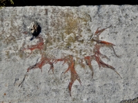 Crown of thorns? Lost. Chicago lakefront stone paintings, south of Montrose Harbor. 2008