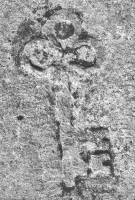 Key. Aron Packer photo. Chicago lakefront stone carvings, Montrose Harbor. 1989