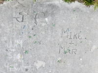 Mike + Mar, JF, JJM + SML 4Eva, level 2. Chicago lakefront stone carvings, south of Montrose Harbor. 2019 Mike + Mar, JF, JJM + SML 4Eva, level 2. Chicago lakefront stone carvings, south of Montrose Harbor. 2019