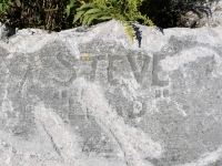 Steve "LEAD". Chicago lakefront stone carvings, south of Montrose Harbor. 2023