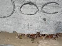 Doc Don #1, detail. Chicago lakefront stone carvings, Montrose Beach. 2023 Doc Don #1, detail. Chicago lakefront stone carvings, Montrose Beach. 2023