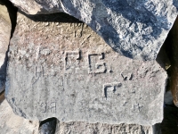 36 Don 13, FG(?), H, W., B.G., H., others. Chicago lakefront stone carvings, south of La Rabida Hospital. 2025