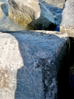 O, H. Chicago lakefront stone carvings, south of La Rabida Hospital. 2025