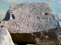 A Rowe, heart. Chicago lakefront stone carvings, south of La Rabida Hospital. 2025