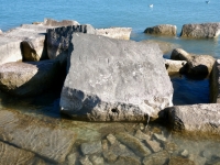 M Flood. Chicago Lakefront stone carvings, south of La Rabida Hospital. 2025