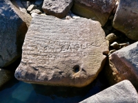 Eagle, Chas, Texas, others. Chicago lakefront stone carvings, south of La Rabida Hospital. 2025