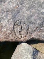 Face. Chicago lakefront stone carvings, south of La Rabida Hospital. 2025