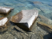 Truncated name. Chicago lakefront stone carvings, behind La Rabida Hospital, 65th Street and the Lake. 2026