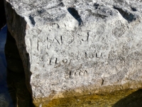 Mary Jo I Love You / Jim. Chicago lakefront stone carvings, behind La Rabida Hospital, 65th Street and the Lake. 2026