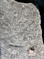 1933, symbol, undeciphered name. Chicago lakefront stone carvings, behind La Rabida Hospital, 65th Street and the Lake. 2026