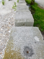 7-3-68, "Lock," Robbin + Cathy, M, context. Chicago lakefront stone carvings, between 45th Street and Hyde Park Blvd. 2019