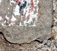 J.V., J.F., Jack, others. Chicago lakefront stone carvings, between 45th Street and Hyde Park Blvd. 2018