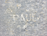 Paul +. Chicago lakefront stone carvings, between 45th Street and Hyde Park Blvd. 2018