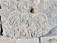 Winged skull Frank. Chicago lakefront stone carvings, between 45th Street and Hyde Park Blvd. 2018