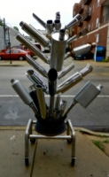 6 Stars Auto Body muffler tree in July 2011, Lawrence Avenue near Sacramento, Chicago