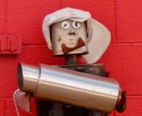 Muffler person closeup, Chacon's Mufflers, Federal Blvd., Denver, Colorado