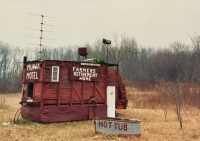 Mukwa Motel/Farmers Retirement Home. Wisconsin Highway 54 west of New London, on the northern edge of the Mukwa State Wildlife Area. Before 1995.