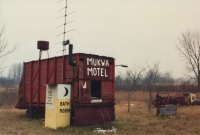 Mukwa Motel/Farmers Retirement Home. Wisconsin Highway 54 west of New London, on the northern edge of the Mukwa State Wildlife Area. Before 1995.