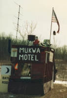 Mukwa Motel/Farmers Retirement Home. Wisconsin Highway 54 west of New London, on the northern edge of the Mukwa State Wildlife Area. Before 1995.