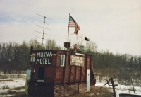 Mukwa Motel/Farmers Retirement Home. Wisconsin Highway 54 west of New London, on the northern edge of the Mukwa State Wildlife Area. Before 1995.