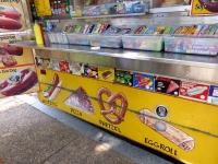Bottom side of food stand with painted items, Street Food Vendor sign art, National Mall, Washington D.C.