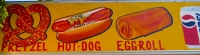 Pretzel, hot  dog, egg roll and Pepsi, Street Food Vendor sign art, National Mall, Washington D.C.