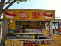 Polish sausage, pizza, pretzel and hot dog, Street Food Vendor sign art, National Mall, Washington D.C.