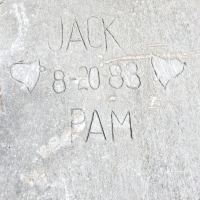 August 20, 1983, Jack and Pam. Chicago lakefront stone carvings, Fullerton Avenue. 2016