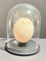 Carved ostrich egg at Norman Brosterman