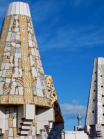 Tiled, rooftop structures, Antoni Gaudí's Palau Güell, Barcelona